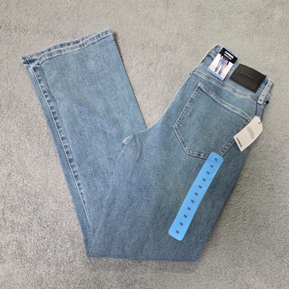 Express Womens 10 Bootcut Jeans Light Wash High Rise Stretch Denim EX010051